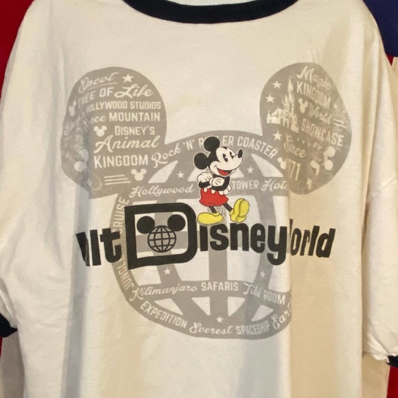 Walt Disney World Disney Parks White Ringer SS Mens XXXL 3XL Tshirt - Picture 2 of 5